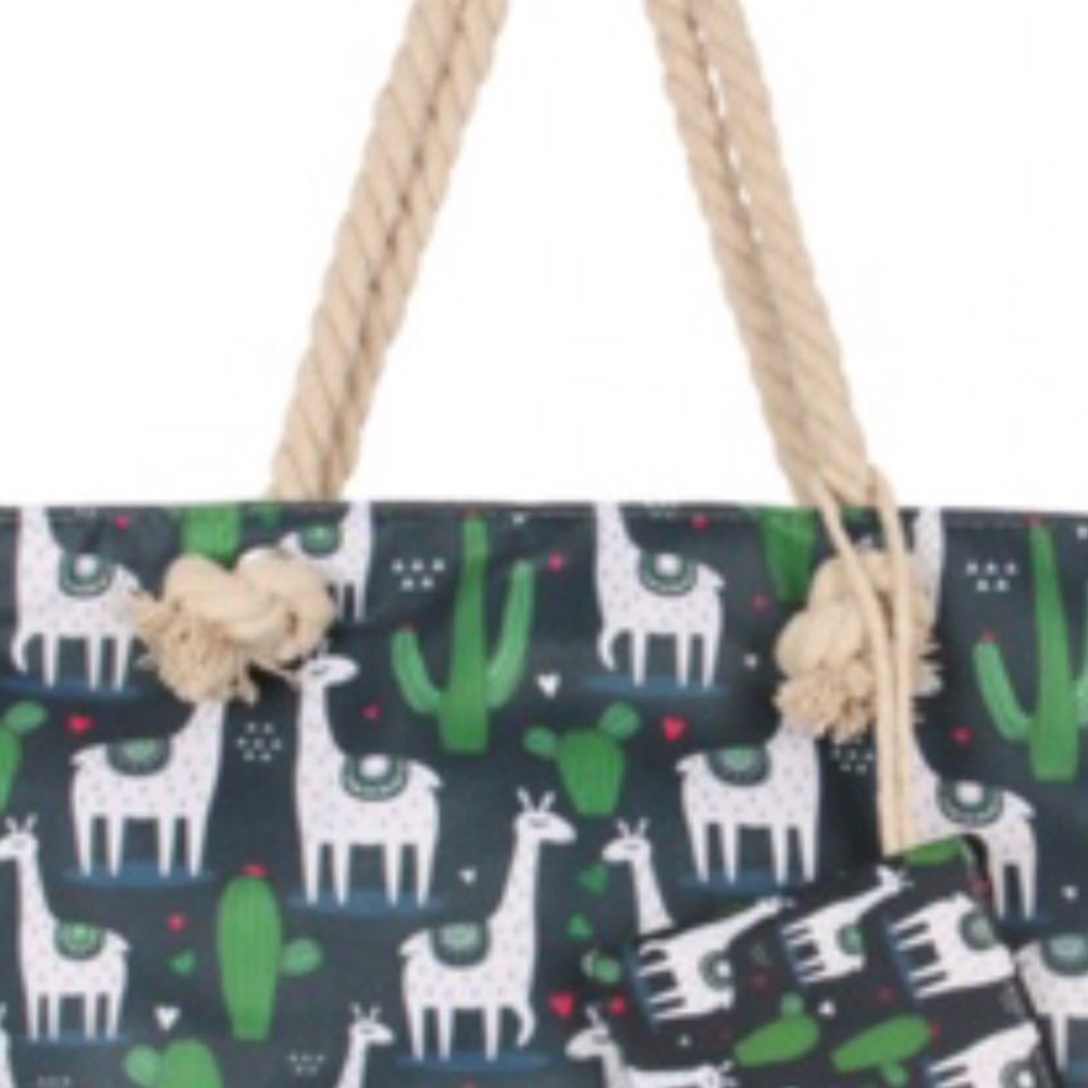 1 left❤️navy and green llama tote w/ coin purse - Picture 4 of 5